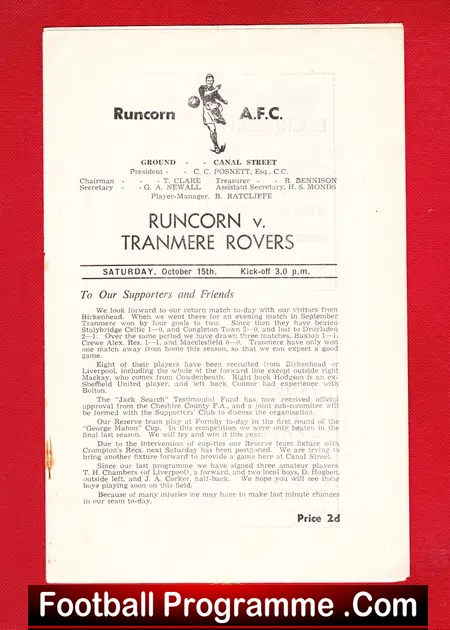 Runcorn v Tranmere Rovers 1940’s