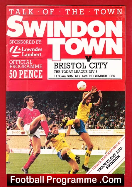 Swindon Town v Bristol City 1986