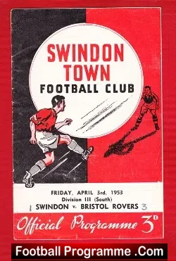 Swindon Town v Bristol Rovers 1952 – 1950s Programme