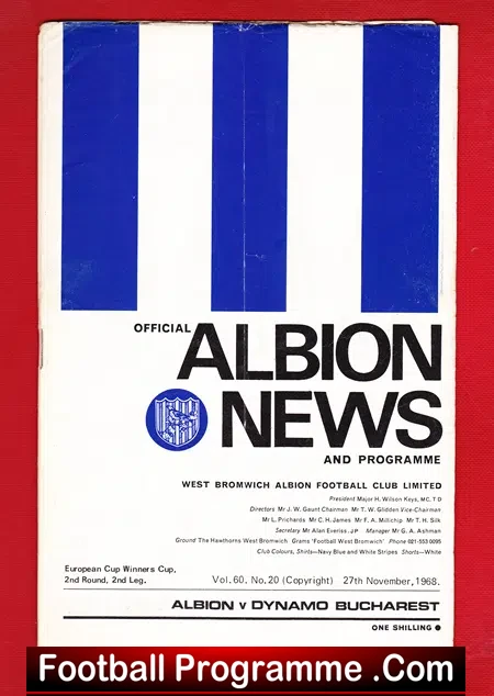 West Bromwich Albion v Dynamo Bucharest 1968 – ECWC to clear