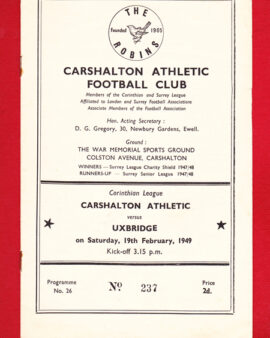 Carshalton Athletic v Uxbridge 1949 – 1940s