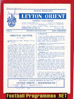 Leyton Orient v Bournemouth 1952 - Multi Autographed Signed