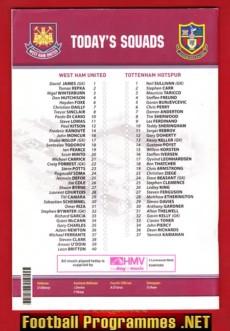 West Ham United v Tottenham 2001
