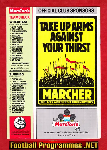 Wrexham v Zerrieq 1986 - Malta European Cup Winners Cup
