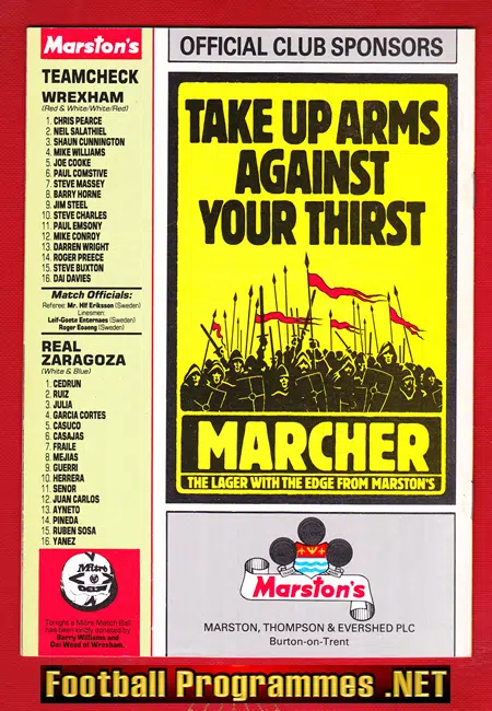 Wrexham v Real Zaragoza 1986 - Spain European Cup Winners Cup