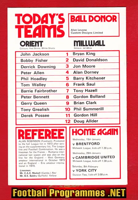 Leyton Orient v Millwall 1975