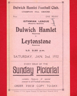 Dulwich Hamlet v Leytonstone 1932 – Rare Football Memorabilia