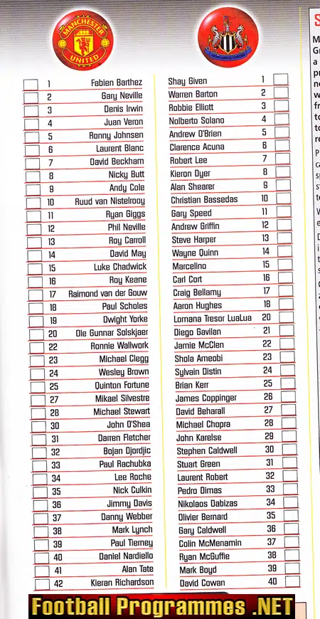 Manchester United v Newcastle United 2002