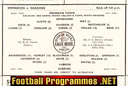 Swindon Town v Reading 1951