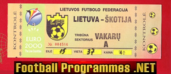 Lithuania v Scotland 1998 - Football Ticket Stub Euro 2000
