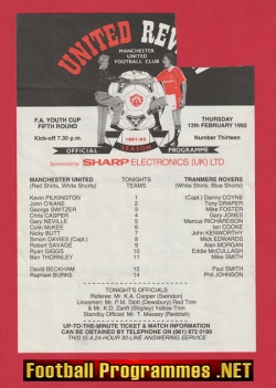 Manchester United v Tranmere Rovers 1992 - Youth Cup Beckham