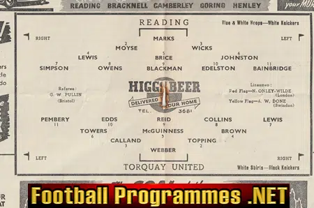 Reading v Torquay United 1951