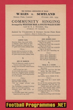 Wales v Scotland 1954 – Community Song Sheet