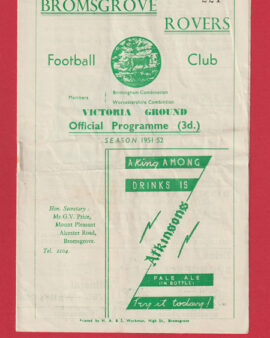 Bromsgrove Rovers v Bilston Town 1952 – Football Club Programme