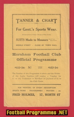 Horsham v Hastings 1933 – Antique Football Programmes