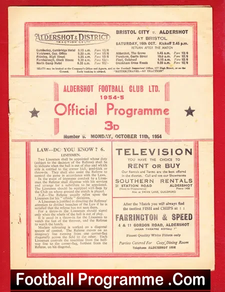 Aldershot v International Managers 1954 – Hill