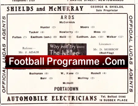 Ards v Portadown 1954 - Ireland Football Programmes