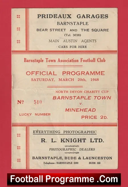 Barnstaple Town v Minehead 1948 – 1940s