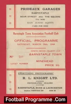 Barnstaple Town v Minehead 1948 – 1940s
