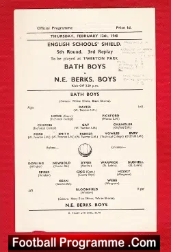 Bath Boys v Berkshire Youth 1948 – Twerton Park