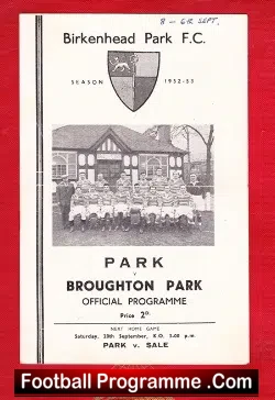 Birkinhead Park Rugby v Broughton Park 1952