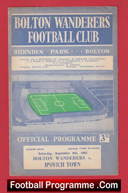 Bolton Wanderers v Ipswich Town 1962