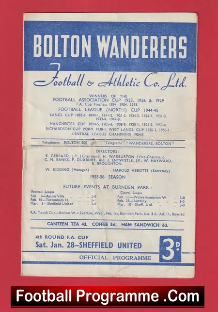 Bolton Wanderers v Sheffield United 1956 – FA Cup