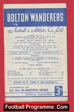 Bolton Wanderers v Sheffield United 1956