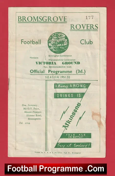 Bromsgrove Rovers v Banbury Spencer 1952 – 1950s