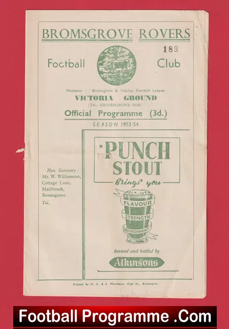 Bromsgrove Rovers v Cradley Heath 1954
