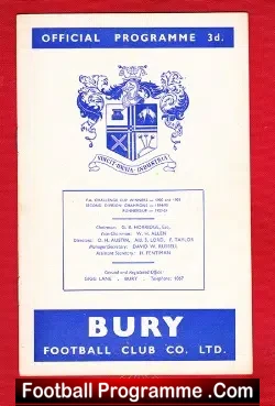 Bury v Chesterfield Town 1960