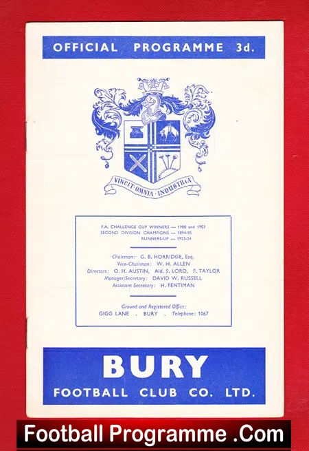 Bury v Wrexham 1959