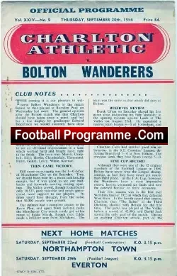 Charlton Athletic v Bolton Wanderers 1956