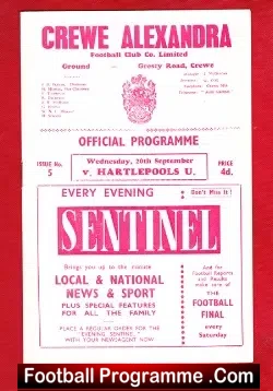 Crewe Alexandra v Hartlepool United 1961 – Plus lottery ticket