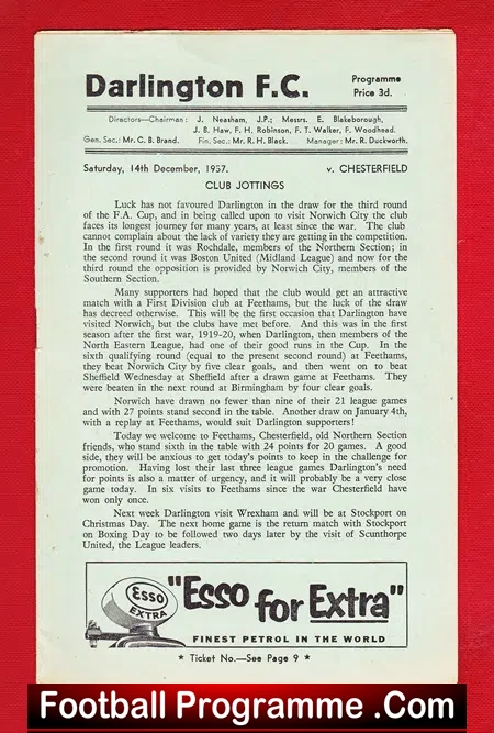 Darlington v Chesterfield 1957