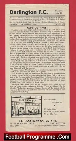 Darlington v Wrexham 1953 – 1950s