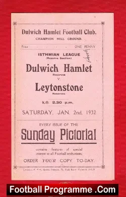 Dulwich Hamlet v Leytonstone 1932 – Rare Football Memorabilia