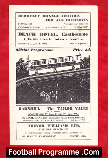Eastbourne United v Wembley 1954 – 1950s Programmes