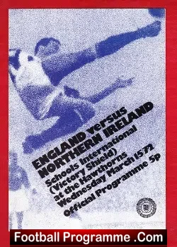 England v Northern Ireland 1972 – Schoolboys Hawthorns WBA