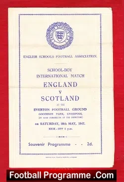England v Scotland 1947 – School Boys at Godison Park Everton