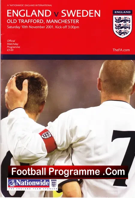 England v Sweden 2001 – Plus Unused Full Ticket