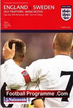 England v Sweden 2001 – Plus Unused Full Ticket
