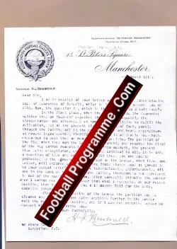 Football Players Union letter 1900’s Football Memorabilia – 1915