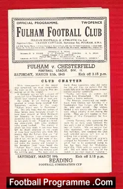 Fulham v Chesterfield 1949 – 1940s Football Memorabilia
