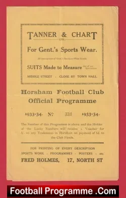 Horsham v Hastings 1933 – Antique Football Programmes