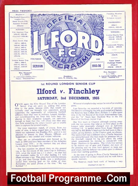 Ilford v Finchley 1955 – London Senior Cup