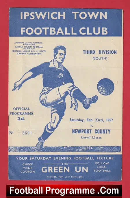 Ipswich Town v Newport County 1957 – 1950s Programme