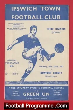 Ipswich Town v Newport County 1957 – 1950s Programme