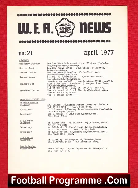 Ladies FA News booklet 1977 – Womens Football News