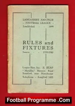 Lancashire Football Amateur League Handbook 1939 – 1930s